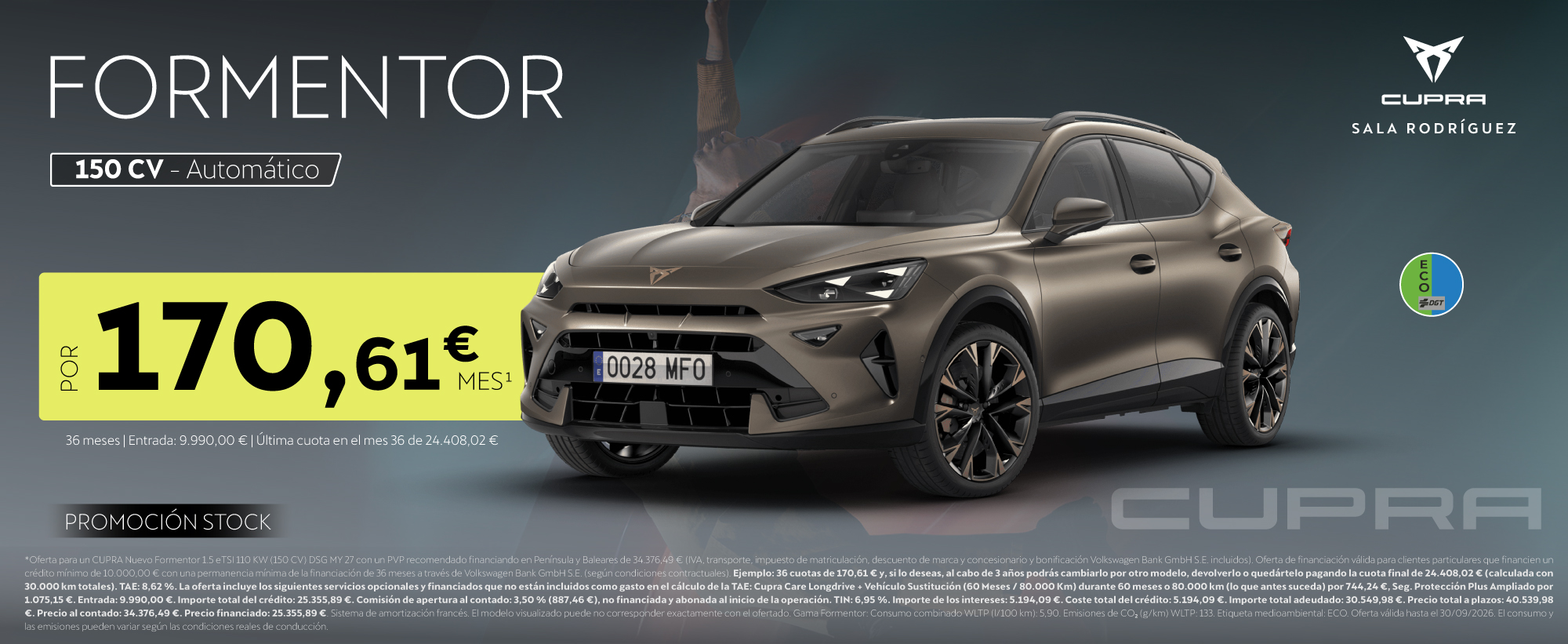 ¡Promoción Stock! CUPRA Formentor  por 170,61€/mes*